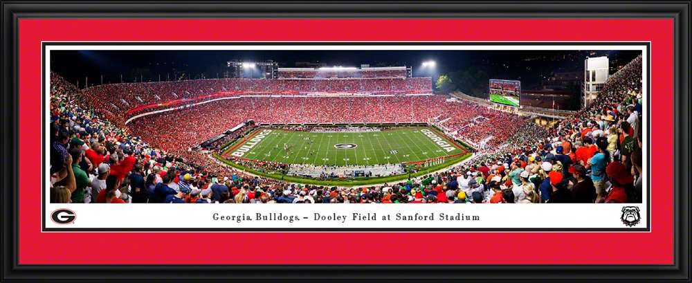 Georgia Bulldogs Football Panoramic Poster - Sanford Stadium Picture  Deluxe Frame
