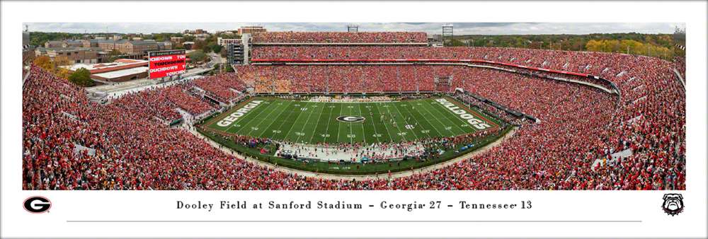 Georgia Bulldogs Football Panoramic Picture - Sanford Stadium Fan Cave Decor  Unframed