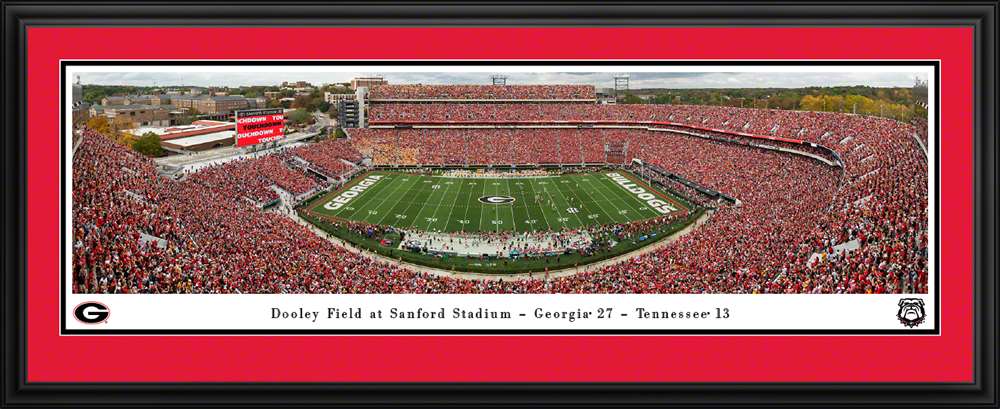 Georgia Bulldogs Football Panoramic Picture - Sanford Stadium Fan Cave Decor  Deluxe Frame