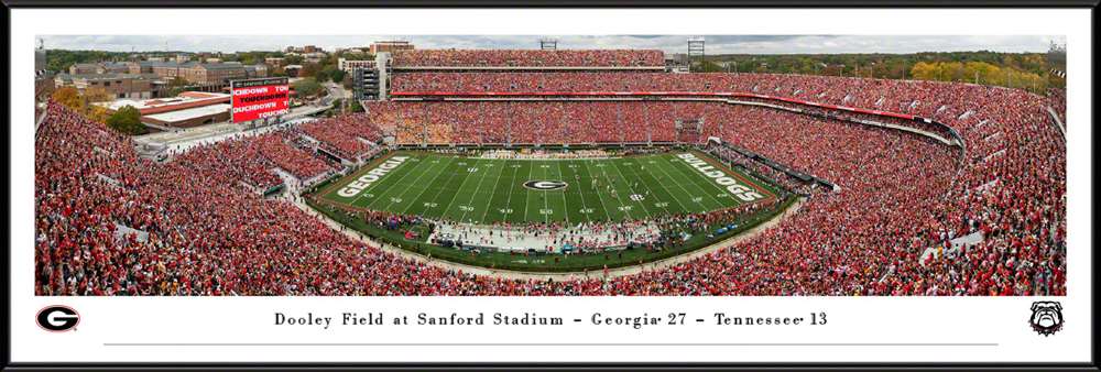 Georgia Bulldogs Football Panoramic Picture - Sanford Stadium Fan Cave Decor  Standard Frame