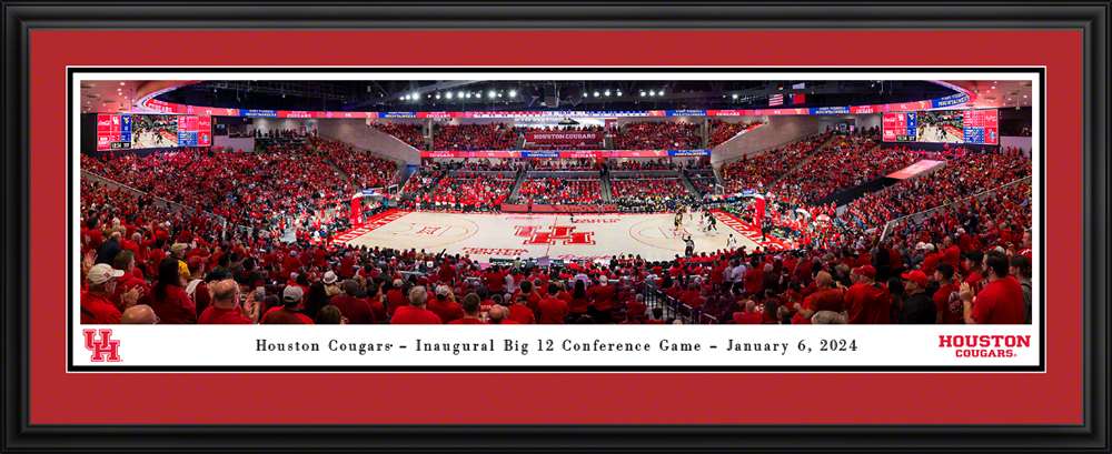 Houston Cougars Men's Basketball Panoramic Picture - Fertitta Center Fan Cave Decor  Deluxe Frame