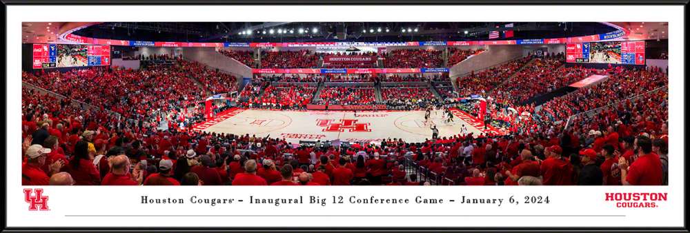 Houston Cougars Men's Basketball Panoramic Picture - Fertitta Center Fan Cave Decor  Standard Frame