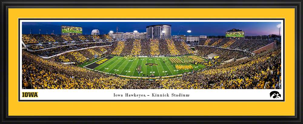 Iowa Hawkeyes Football Panoramic Print - Kinnick Stadium Sunset Poster  Deluxe Frame