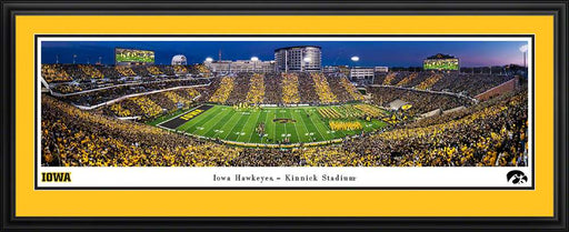 Iowa Hawkeyes Football Panoramic Print - Kinnick Stadium Sunset Poster  Deluxe Frame
