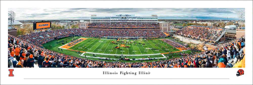 Illinois Fighting Illini Football Panoramic Picture - Memorial Stadium Fan Cave Decor  Unframed