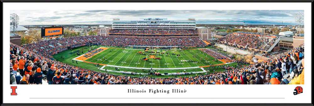 Illinois Fighting Illini Football Panoramic Picture - Memorial Stadium Fan Cave Decor  Standard Frame