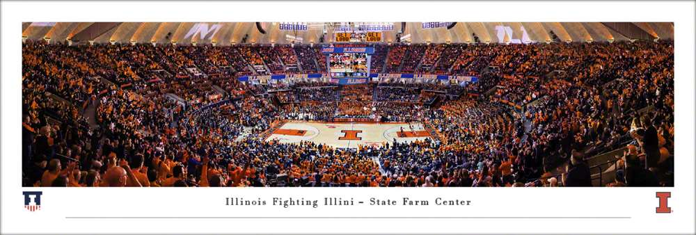 Illinois Fighting Illini Men's Basketball Panoramic Picture - State Farm Center Fan Cave Decor  Unframed