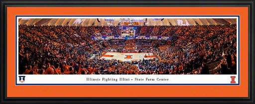 Illinois Fighting Illini Men's Basketball Panoramic Picture - State Farm Center Fan Cave Decor  Deluxe Frame