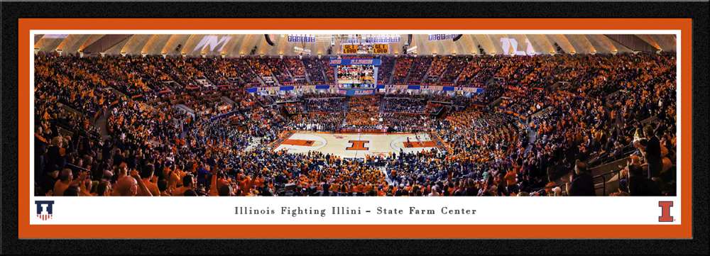 Illinois Fighting Illini Men's Basketball Panoramic Picture - State Farm Center Fan Cave Decor  Select Frame