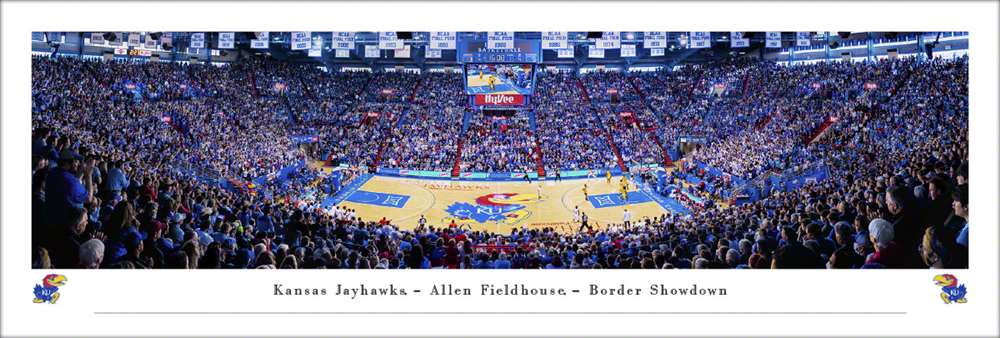 Kansas Jayhawks Basketball Panoramic Picture - Allen Fieldhouse Fan Cave Decor  Unframed
