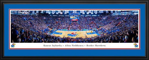 Kansas Jayhawks Basketball Panoramic Picture - Allen Fieldhouse Fan Cave Decor  Deluxe Frame
