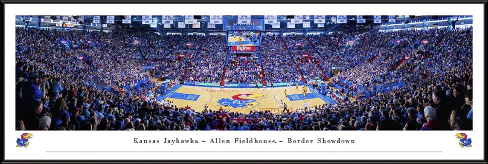 Kansas Jayhawks Basketball Panoramic Picture - Allen Fieldhouse Fan Cave Decor  Standard Frame