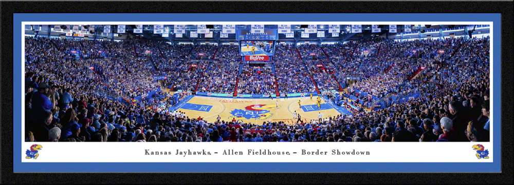 Kansas Jayhawks Basketball Panoramic Picture - Allen Fieldhouse Fan Cave Decor  Select Frame