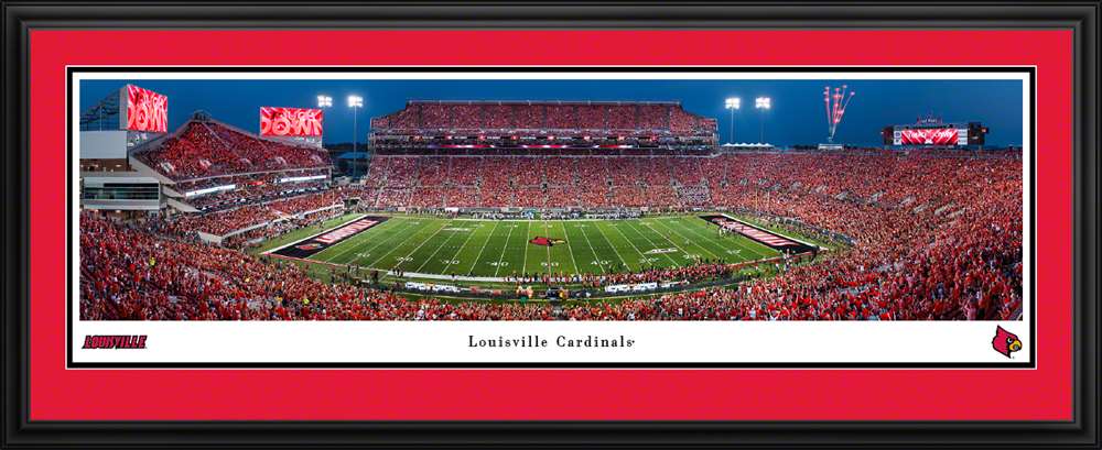 Louisville Cardinals Football Panoramic Picture - Cardinal Stadium Fan Cave Decor  Deluxe Frame