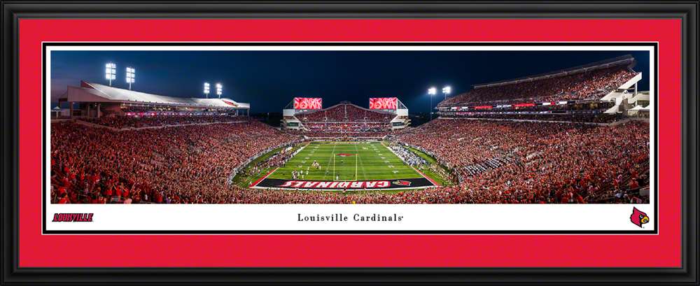 Louisville Cardinals Football Fan Cave Decor - Cardinal Stadium Panoramic Picture  Deluxe Frame