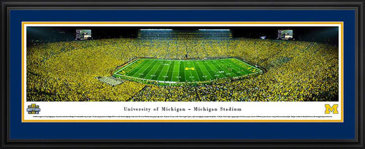 Michigan Wolverines Football Panoramic - Under the Lights  Deluxe Frame