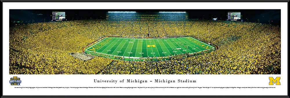 Michigan Wolverines Football Panoramic - Under the Lights  Standard Frame