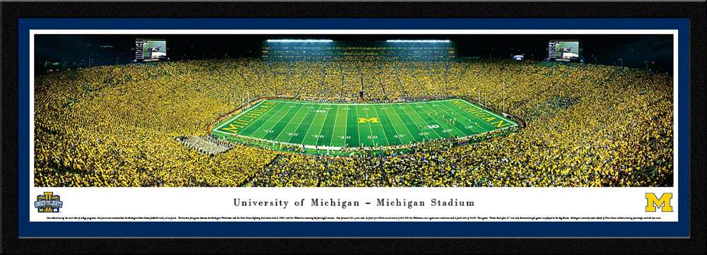 Michigan Wolverines Football Panoramic - Under the Lights  Select Frame