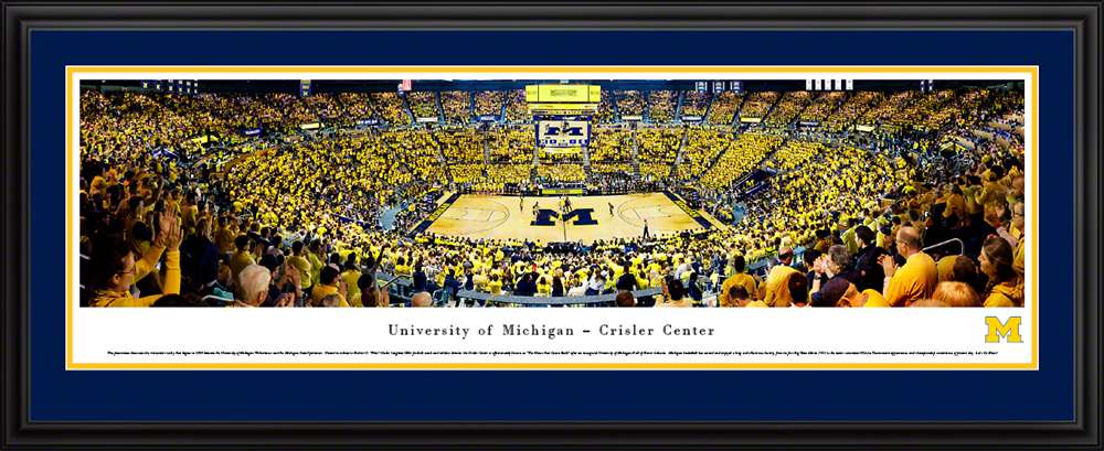 Michigan Wolverines Basketball Panoramic Poster - Crisler Center  Deluxe Frame