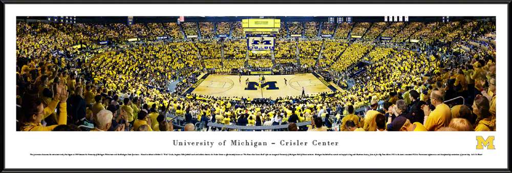 Michigan Wolverines Basketball Panoramic Poster - Crisler Center  Standard Frame