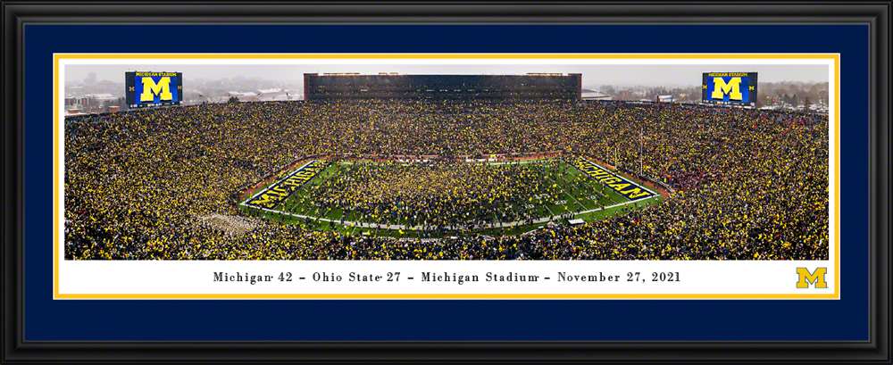 Michigan Wolverines Football Panoramic Picture - Michigan Stadium Big House Fan Cave Decor  Deluxe Frame