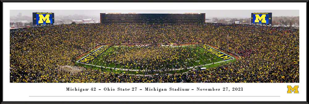 Michigan Wolverines Football Panoramic Picture - Michigan Stadium Big House Fan Cave Decor  Standard Frame