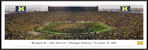 Michigan Wolverines Football Panoramic Picture - Michigan Stadium Big House Fan Cave Decor  Standard Frame