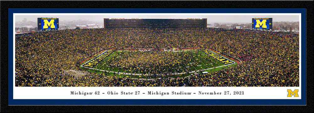 Michigan Wolverines Football Panoramic Picture - Michigan Stadium Big House Fan Cave Decor  Select Frame