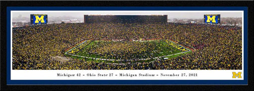 Michigan Wolverines Football Panoramic Picture - Michigan Stadium Big House Fan Cave Decor  Select Frame