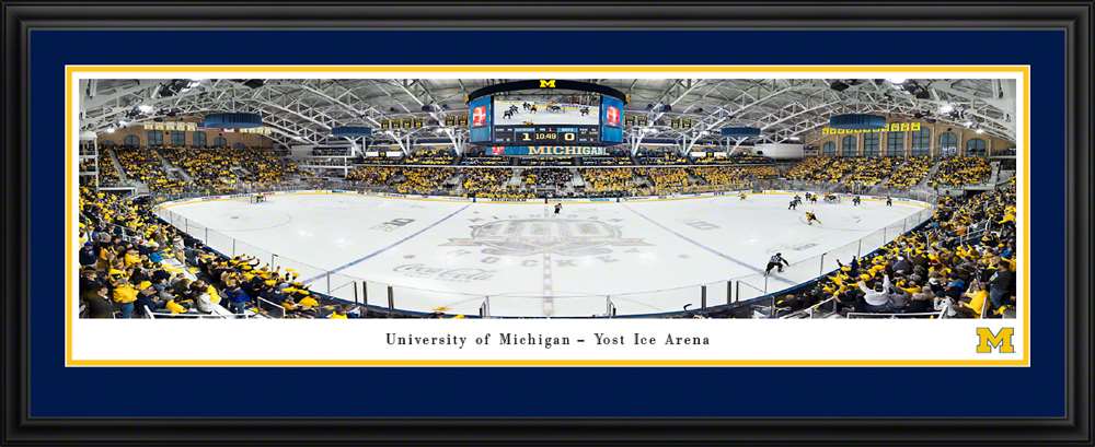 Michigan Wolverines Hockey Panoramic Picture - Yost Ice Arena Fan Cave Decor  Deluxe Frame