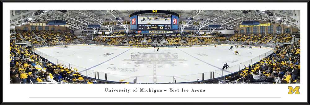 Michigan Wolverines Hockey Panoramic Picture - Yost Ice Arena Fan Cave Decor  Standard Frame