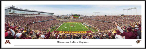 Minnesota Golden Gophers End Zone Football Panorama - Huntington Bank Stadium Fan Cave Decor  Standard Frame