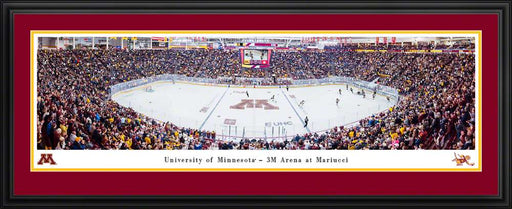 Minnesota Golden Gophers Hockey Panoramic Picture - 3M Arena at Mariucci Fan Cave Decor  Deluxe Frame