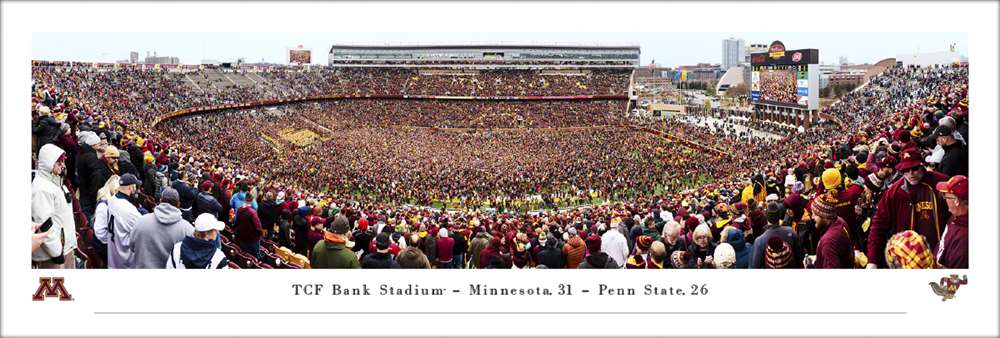 Minnesota Golden Gophers vs Penn State Football Panoramic Poster - Storming the Field Picture  Unframed