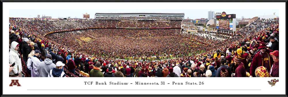 Minnesota Golden Gophers vs Penn State Football Panoramic Poster - Storming the Field Picture  Standard Frame