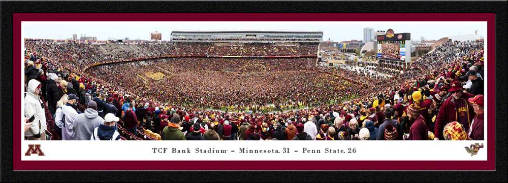 Minnesota Golden Gophers vs Penn State Football Panoramic Poster - Storming the Field Picture  Select Frame