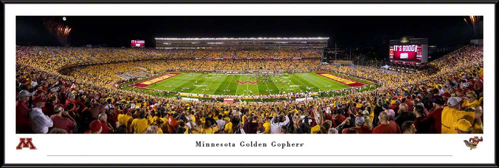 Minnesota Golden Gophers Football Panoramic Picture - Huntington Bank Stadium Fan Cave Decor  Standard Frame