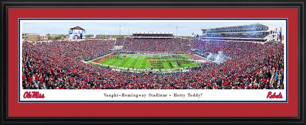 Ole Miss Rebels Football Fan Cave Decor - Vaught-Hemingway Stadium Panoramic Picture  Deluxe Frame