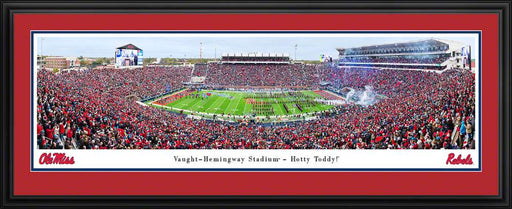 Ole Miss Rebels Football Fan Cave Decor - Vaught-Hemingway Stadium Panoramic Picture  Deluxe Frame