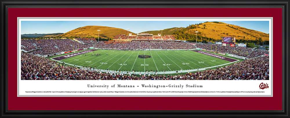 Montana Grizzlies Panoramic - Washington-Grizzly Stadium Picture  Deluxe Frame