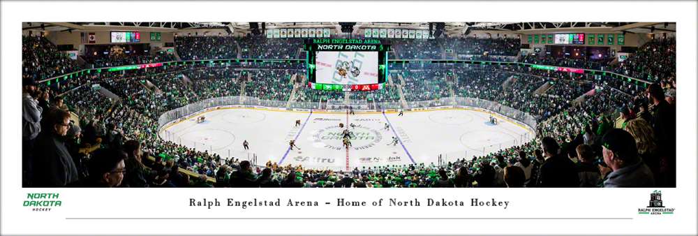 North Dakota Fighting Hawks Hockey Panoramic Picture - Ralph Engelstad Arena Fan Cave Decor  Unframed