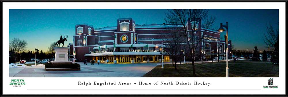 Ralph Engelstad Arena Exterior Fan Cave Decor - North Dakota Hockey Panoramic Picture  Standard Frame