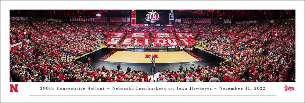 Nebraska Huskers Women's Volleyball Panoramic Picture - Devaney Center Fan Cave Decor  Unframed