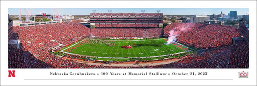 Nebraska Cornhuskers Football Panoramic Picture - 100 Years at Memorial Stadium Fan Cave Decor  Unframed