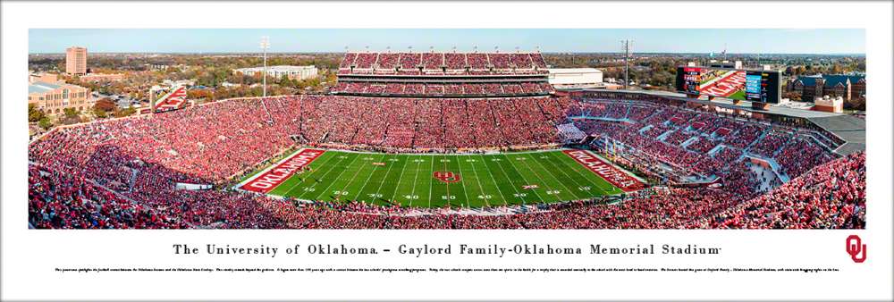 Oklahoma Sooners Football Poster - Panoramic Fan Cave Decor  Unframed