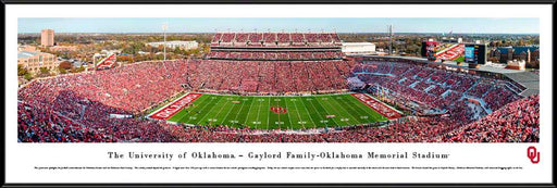 Oklahoma Sooners Football Poster - Panoramic Fan Cave Decor  Standard Frame
