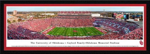 Oklahoma Sooners Football Poster - Panoramic Fan Cave Decor  Select Frame