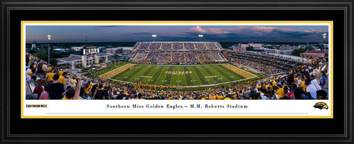 Southern Miss Golden Eagles Football Panoramic Poster - M.M. Roberts Stadium Picture  Deluxe Frame