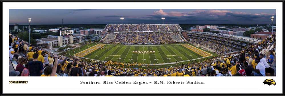 Southern Miss Golden Eagles Football Panoramic Poster - M.M. Roberts Stadium Picture  Standard Frame