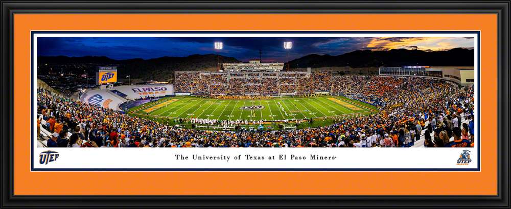 UTEP Miners Football Panoramic Picture - Sun Bowl Fan Cave Decor  Deluxe Frame